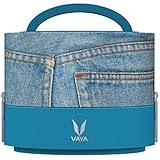 Vaya Tyffyn 20 oz, Denim, Vacuum Insulated Lunch Box without Bagmat - 2 Copper finished Stainless Steel Leak-Resistant Food Storage Containers - BPA Free, Eco-Friendly Bento Box (Color:Denim)
