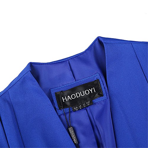 ASMAX HaoDuoYi Women Casual Open Front Cape Trench Duster Coat Longline Blazer(XXL,Royal Blue)