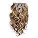 Clip in Human Hair Brazilian Virgin Clip in Hair Extensions Body Wave 7pcs/set 100g #4/27 14inch