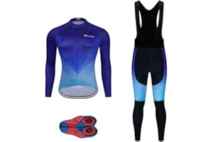 MOXILYN Men's Quick-Dry Cycling Jersey Set Road Bike Bicycle Shirt + Bib Pants with 9D Gel Padded MTB Riding Clothing kit