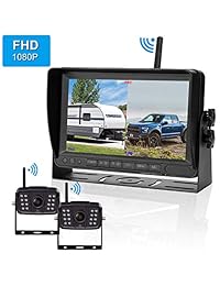 iStrong - Cámara de seguridad digital inalámbrica doble para RV remolque camión autobús de 7 pulgadas, grabadora de monitor trasera vista frontal conducción marcha atrás, uso de señales estables de alta velocidad sistema de observación líneas de guía de e