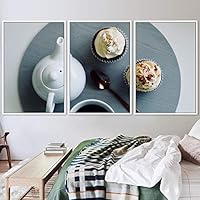 3 Piece Framed Canvas Wall Art Breakfast Canvas Prints Home Artwork Decoration for Living Room,Bedroom - 16