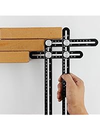 AMENVTOOL Regla Angularizer Universal   Herramienta de medición de múltiples ángulos de metal   Actualizado de aleación de aluminio multifuncional Regla (negro)   Ultimate Angleizer herramienta de plantilla