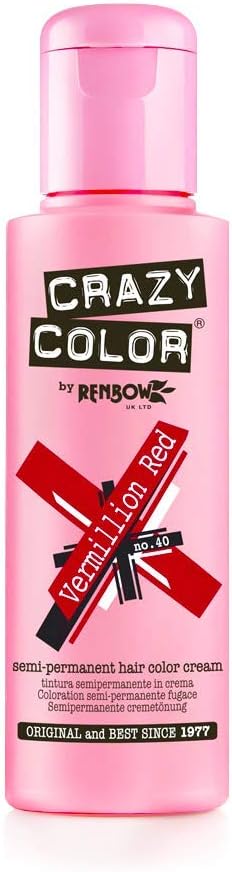 Crazy Color Vermillion Red Semi-Permanent Hair Dye 100ml Vegan