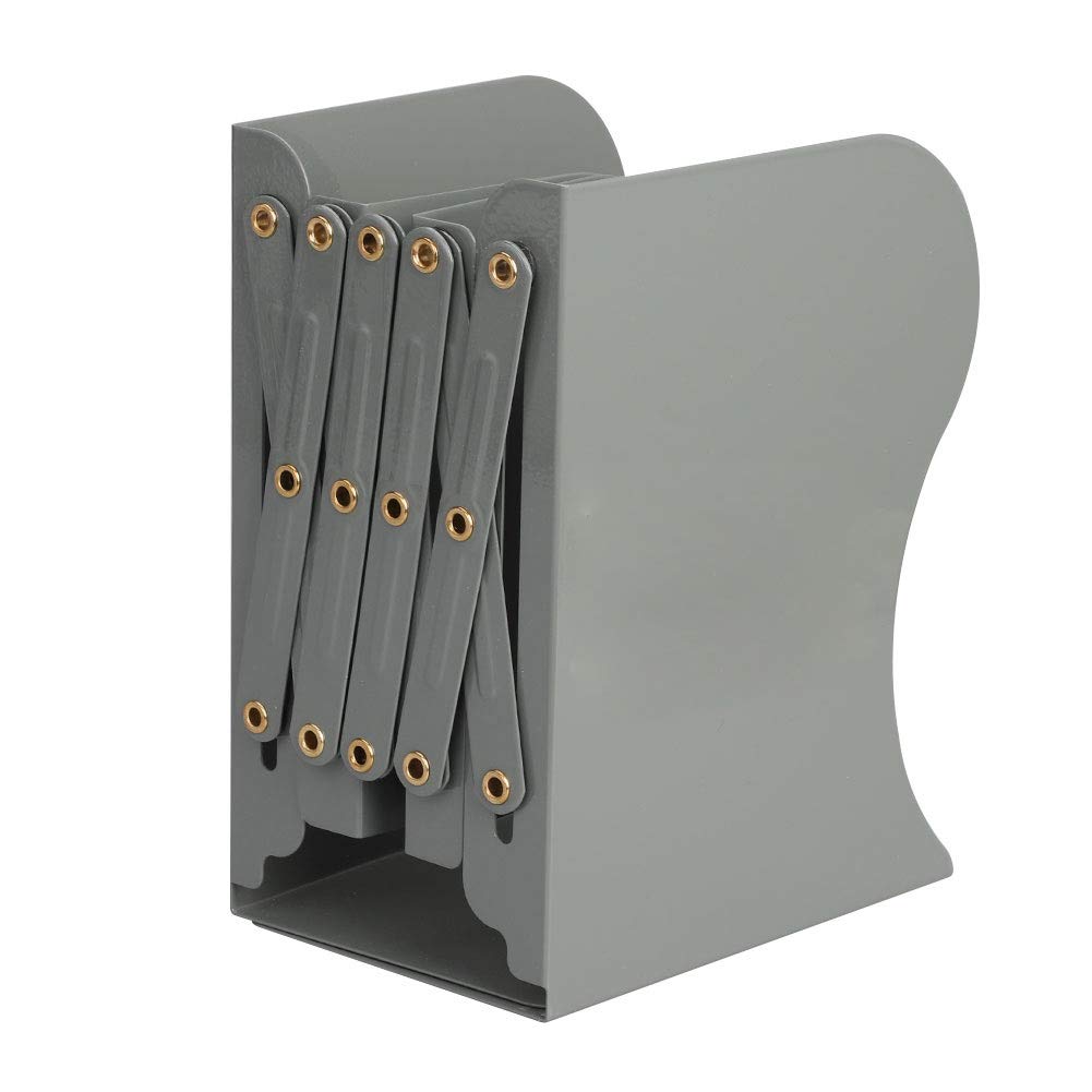 Metal Book End Heavy Duty Bookends Foldable Book Stand Holder Desktop Documents Organiser Files Holder Divider Rack Expanding Book Shelves for School Student Office Library