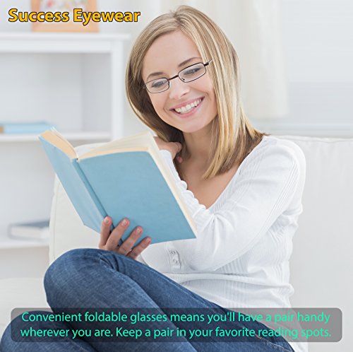 Reading Glasses Set of 2 Fashion Folding Readers with Leather Cases Brown and Gunmetal Glasses for Reading for Men and Women +1.5