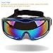 Tactical Windproof Cycling Googles Uv400 Motorcycle Ski Snowboard Goggles Eyewear Sports Protective Safety Glasses with Extra Long Adjustable Strap (Blue Frame Colorful Lens)