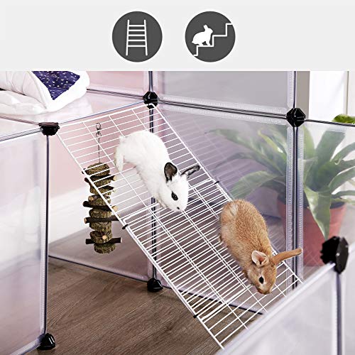 SONGMICS Guinea Pig Playpen with Dense Ramp, Indoor Rabbit Run Hutch