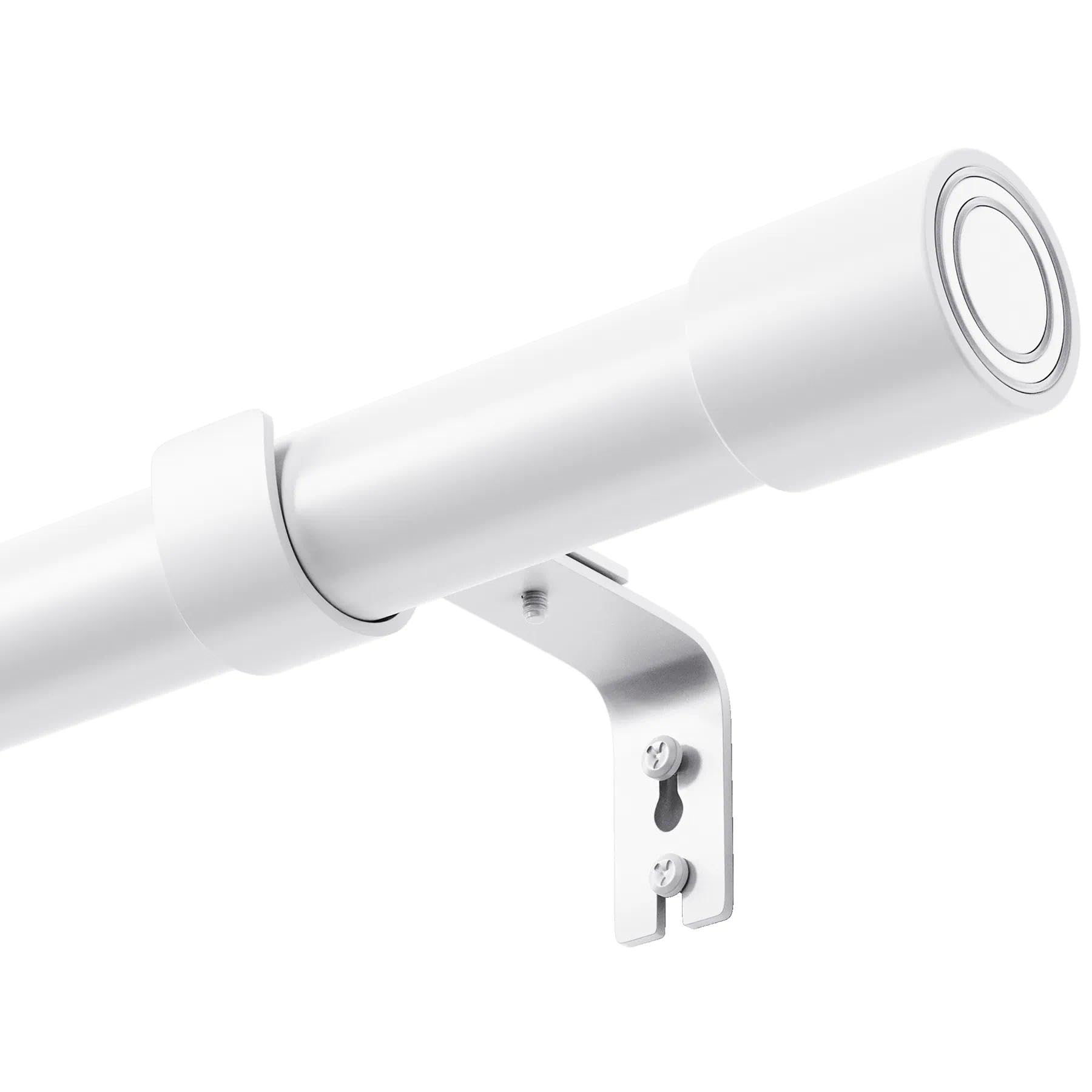 Curtain Rod With Adjustable Brackets Heavy Duty Curtain Pole Extendable Curtains Poles For Living Room&Outdoor White 67-293CM