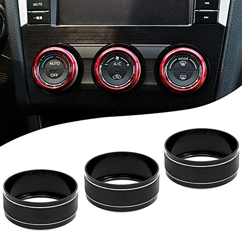 Motoparty AC Climate Control Knob Ring Covers For Subaru WRX STI Impreza Forester XV Crosstrek Control Switch Knob Covers,Black Anodized Aluminum