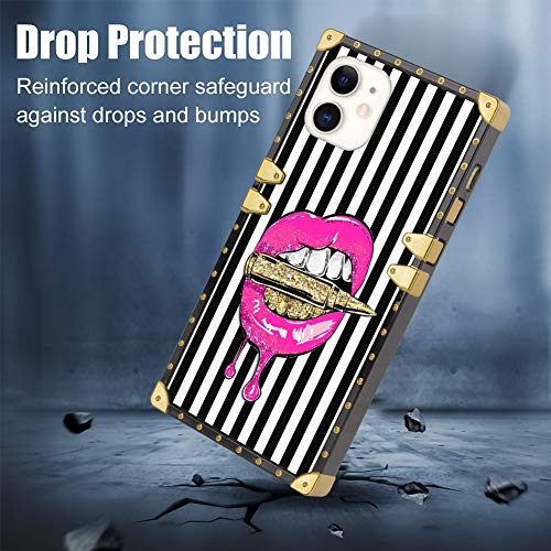 Square Case Compatible Iphone 11 19 6 1 Inch Pink Lips In Bullet Luxury Elegant Soft Tpu Shockproof Protective Metal Decoration Corner Back Cover Case Iphone 11 Case Pricepulse
