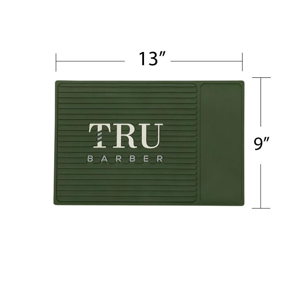 TRU BARBER ORGANIZER MAT 14”X 9” (GREEN) Flexible PVC Station Mat, Professional Mat, Salon and Barbershop work Station pads, Beauty salon tools hairstylist, Counter mat for clippers, Anti slip: Beauty