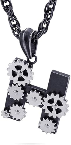 Amazon メンズネックレスメンズアルファベットメカニカルギアペンダント ネックレス 通販