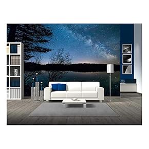 Milky Way with Trees - Removable Wall Mural | Self-Adhesive Large Wallpaper - 66x96 inches