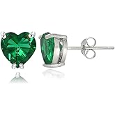Sterling Silver Genuine, Created or Simulated Birthstone Gemstone 5mm Heart Stud Earrings