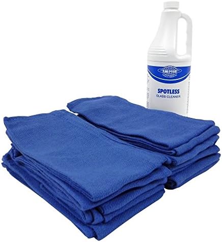 Blue Surgical Rags/Towels 16"x24" - (1 Dozen) with Ready to Use Glass &amp; Window Cleaner and Sprayer for Streak Free Cleaning