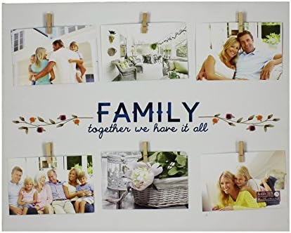 FAMILY Peg-on 6 space Cream Photo Frame - Family, together we have it all