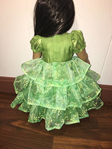 Fits American 18" Girl Doll Clothes St Patrick's Day Outfit Green Layered Skirt Sparkly Dress Clothes Only