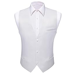 Barry.Wang Mens White Suit Vest Bow Tie Set 4PCS
