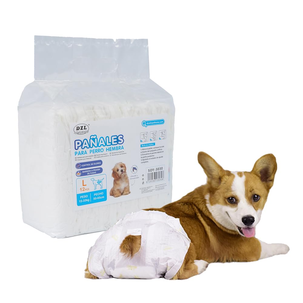 SMELL & SMILE Disposable Dog Diapers for Dogs Female Diaper Sanitary for Dogs Pets Hygienic Panties Soft Absorbent (L)