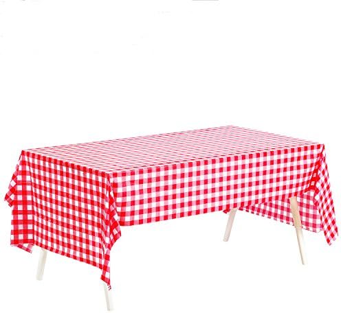 DFGWENDF Pack of 4, Picnic Table Covers, 54" x 72" Red and White Checkered Tablecloths Tablecovers Table Cloth Cover Party Catering Events Tableware Disposable Tablecloths