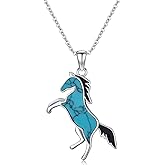 SHINYKEND 925 Sterling Silver Turquoise Horse Necklace for Girls Women, Horse Pendant Jewelry Gifts Valentine's Day Birthday Mother’s day