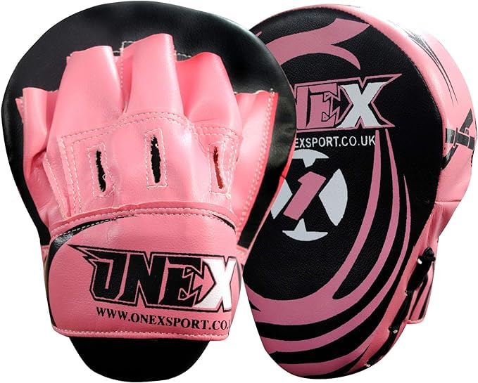 Boxing Focus Pads Punching Mitts Punch Curved Pads Strike Training Pads MMA Muay Thai Kickboxing Coaching Martial Arts Punching Hand Target Taekwondo Punch Gloves Pad (PINK/BLK)