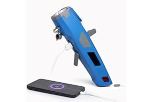 LUXON 7-in-1 Car Emergency Safety Tool Kit:Window Breaker,Seat Belt Cutter,LED Flashlight,Rescue Tool USB Charger,Sire Blink Light, Hand Cranking Charge,Magnetic for Vehicle Escape(Blue)