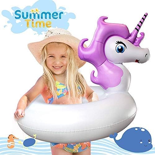 LEERON Unicorn Pool Float,Pool Floats for Kids Unicorn Pool Toys Inflatable Swimming Pool Float Ride on Water Raft Swim Rings Pool Floaties for Girls Boys Toddlers Child Floating Tubes