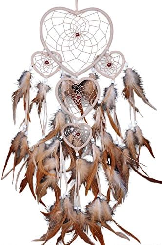 Jescrich Valentine's Day Gift Heart Shaped Dream Catcher Wall Hanging Decoration Decor Ornament Craft(Five Heart Coffee)