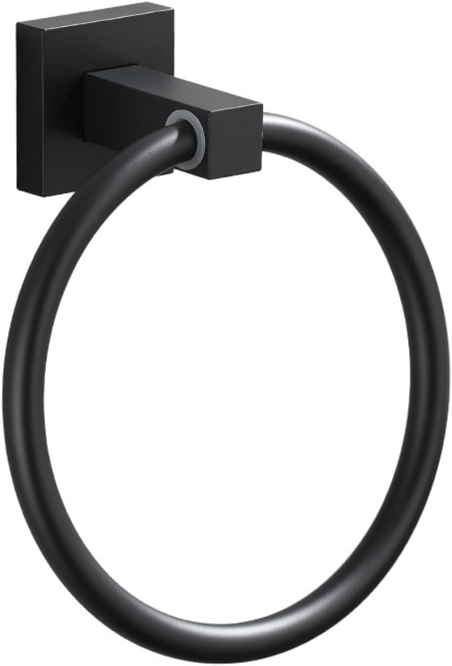 Towel Ring for Bathroom Wall Mounted Hand Towel Holder Durable Stainless Steel Towel Rack Hanger for Kitchen Laundry Room Guest Bath Simple Circular Shape (Matte Black)