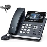 Yealink SIP-T44W-PSU &ndash; 1301213 - WI-Fi IP Phone - Power Adapter Included -12 VoIP Accounts. 2.8-Inch Color Display. Dual-Port Gigabit Ethernet, PoE