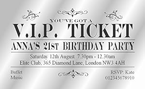 40 Magnetic Party Invitations. Personalised VIP Ticket Invitations for