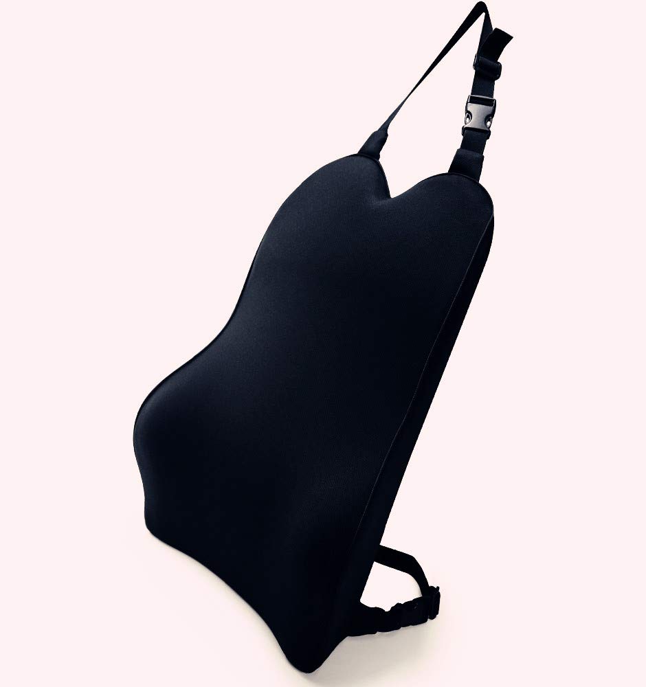 Dreamer Car Back Support Lumbar Cushion for Car Seat, Proper Firmness High Density Memory Foam Backrest Pillow, Streamline Perfect Fit Body Curve for Back Pain Relief,Black