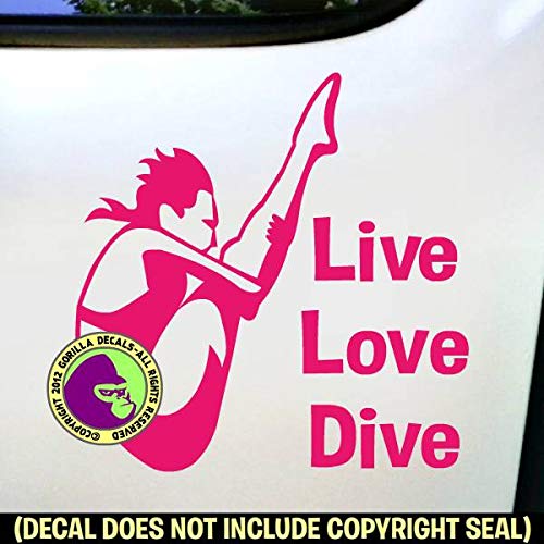 LIVE LOVE DIVE Springboard Female Diver Diving Vinyl Decal Sticker A