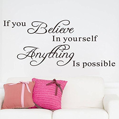 WDA If You Believe in Yourself Anything is Possible Quote Wall Decals PVC Removeble Wall Stickers Bedroom Wall Stencile Room Decor