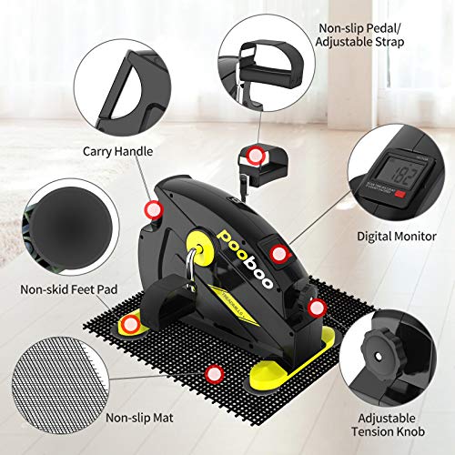 pooboo Pedal Exerciser Under Desk Bike Stationary Exercise Portable Mini Cycle Bike for Legs and