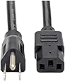 Tripp Lite P007-006 Heavy Duty Computer Power Cord, 15A, 14AWG (NEMA 5-15P to IEC-320-C13), 6-ft Black