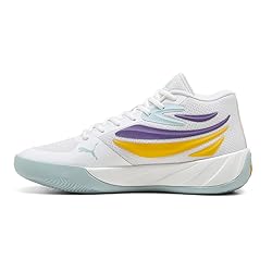 PUMA Men's Court Pro Basketball Shoes, White-Yellow