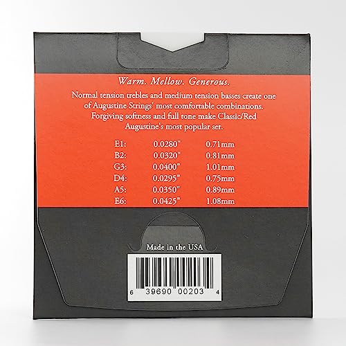 Augustine Red Medium Tension, 028" Gauge Classical Guitar Strings (524A