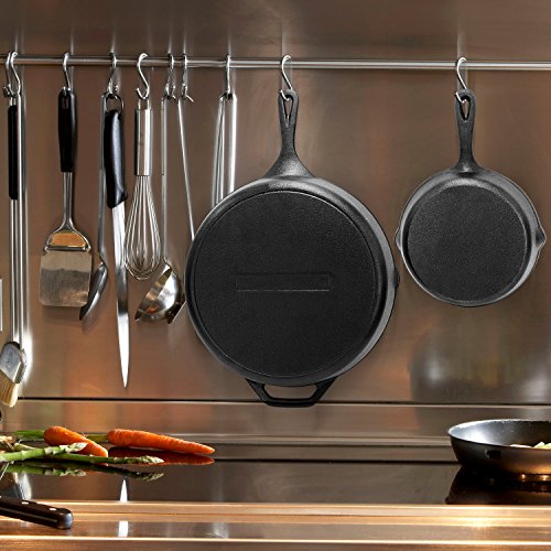 Cast Iron Skillet Set,IEOKE 2 Pieces Pre-seasoned Pan 8-Inch and 12.5 Inch Stovetop Oven Cookware Set Heavy Duty Kitchen Pot - Thumbnail 5