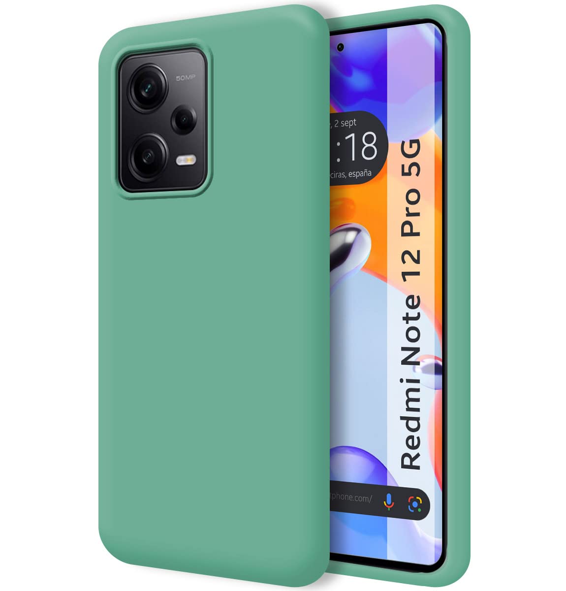 Tumundosmartphone Silicone Liquid Ultra Soft Case for Xiaomi Redmi Note 12 Pro 5G Green