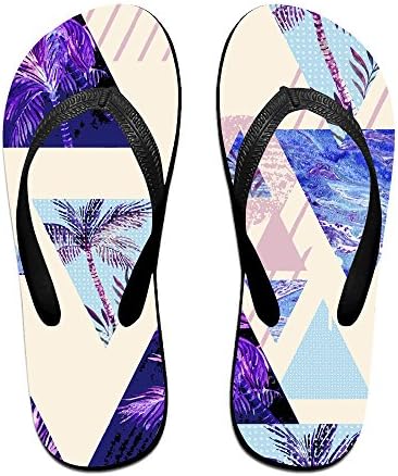 Summer Geometric Purple Palm Unisex Slim Thong Flip-flops Performance Babouche Bathing Comfortable Great For Women &amp; Men Sea Sports