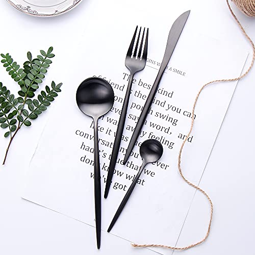 Matte Black Utensil Set Silverware Set 14piece KiiZYs Stainless