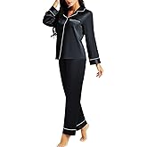 Lonxu Silk Satin Womens Pajama Sets Button Down Sleepwear Loungewear XS~3XL
