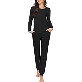 Ekouaer Women's Pajama Sets Casual 2Pcs Sleepwear Long Sleeve Pullover Tops Long Joggers Pants with Pockets