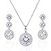 Wordless Love Gorgeous Round Halo CZ Wedding Jewelry Sets For Brides Earrings and Necklace