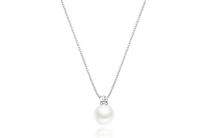 BRAYEG Sterling Silver Pearl Pendant Necklace, Dainty CZ Necklace 14K Gold Filled Necklace Chain Baroque Pearl Necklace for Women Adjustable Pearl Necklaces, Simple Pearl Necklaces for Everyday Jewelry Gifts