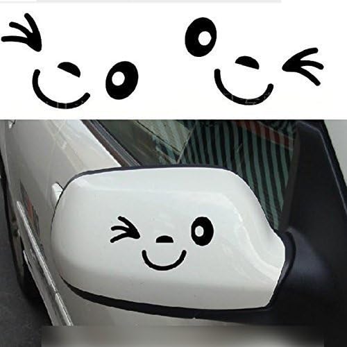 Mychampion Cute Smile Face 3D Decal Sticker for Auto Car Side Mirror L+R Rearview