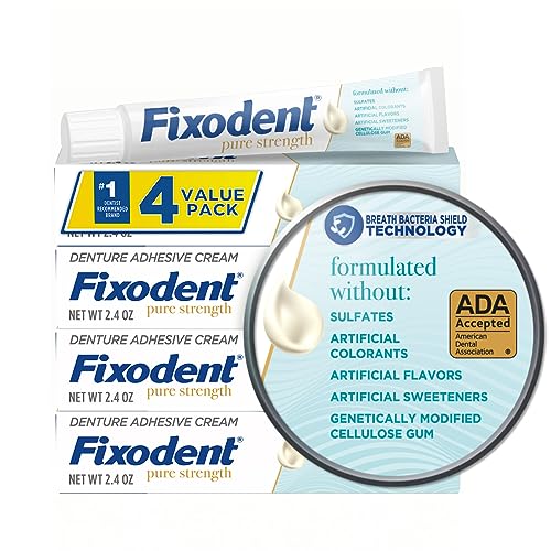 Fixodent Pure Strength Secure Denture Adhesive Cream for Full and
